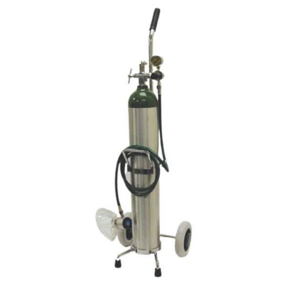 E Oxygen Cylinder Resuscitator Kit on Cart, 1631E