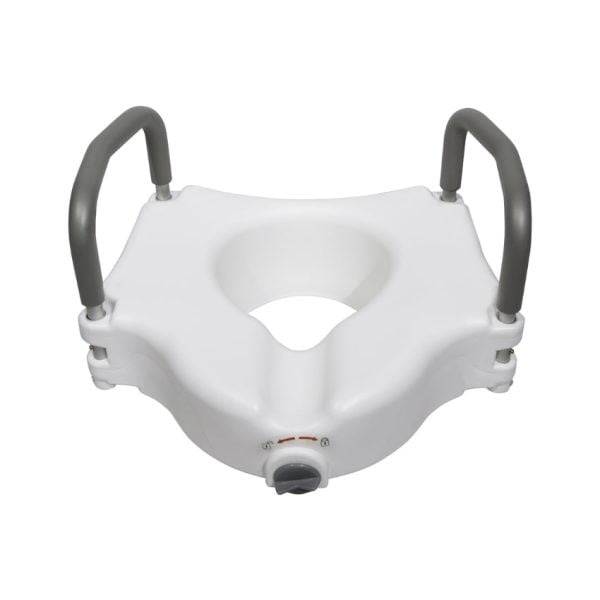 Raised Toilet Seat with Removable Padded Arms, Front-Locking