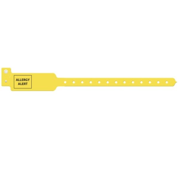 Tri-Laminate Wideface Allergy Alert Wristbands, Yellow