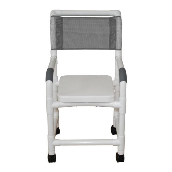 PVC Frame Shower Chair Mesh Backrest 250 lbs. Weight Capacity