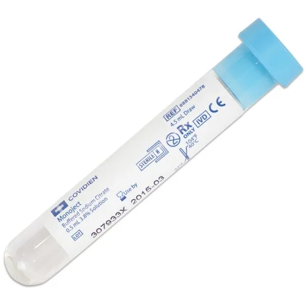 Monoject Blue Stopper Blood Collection Tube, 13mm x 75mm