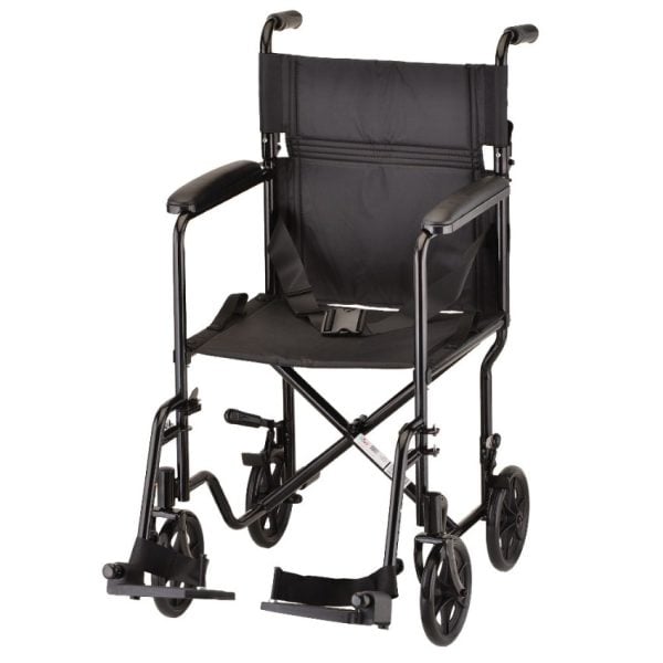 19' Steel Transport Chair, Black