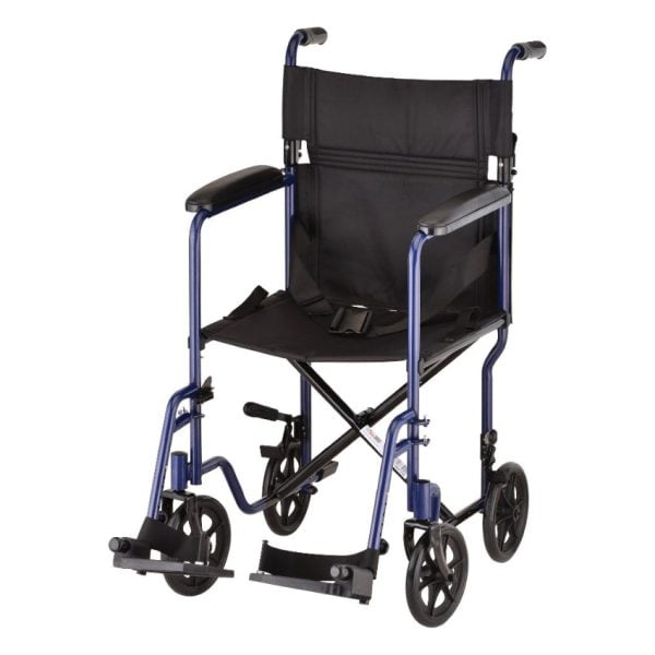 19" Steel Transport Chair, Blue