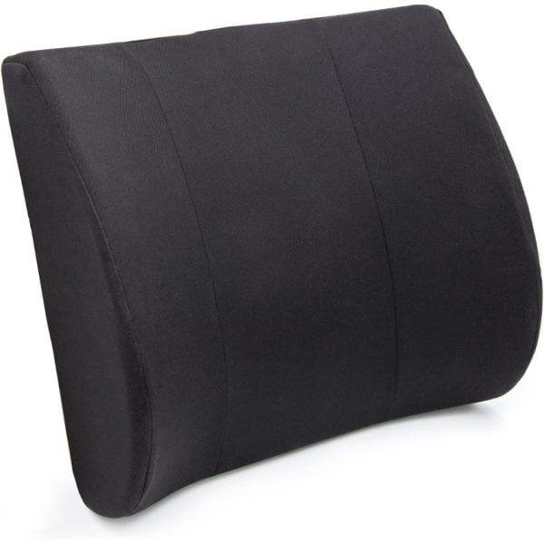 DMI Standard Lumbar Cushion with Strap, Black, 14" x 13"