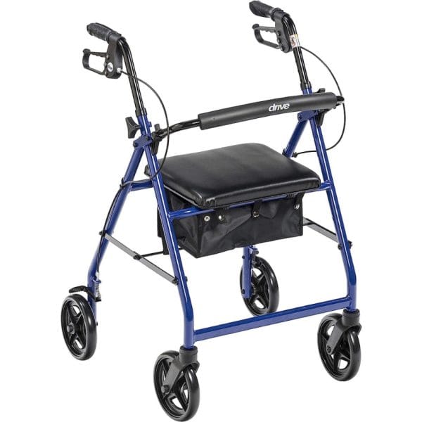 Aluminum Rollator with Fold Up and Removable Back Support and Padded Seat