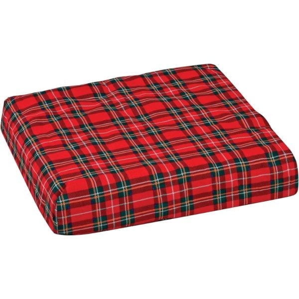 DMI Convoluted Foam Chair Pad with Plaid Cover, 16" x 18" x 4"