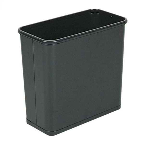 Rectangular Steel Open Top Wastebasket, Black, 7.5 Gal.