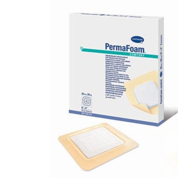 PermaFoam® Comfort Adhesive Foam Dressing with Border, 4 2/5" x 4 2/5"