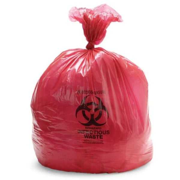 Medline Red Biohazard Waste Bag, 17" x 18"