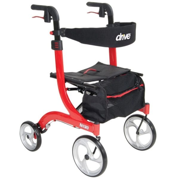 Nitro Euro Style Walker Rollator with Seat, 10" Casters