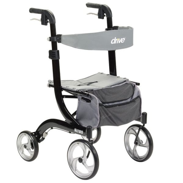 Nitro Euro Style Walker Rollator with Seat, 10" Casters - Image 5