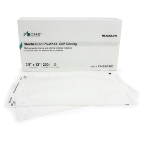 Sure-Check Tranparent Sterilization Pouches, 7.5" x 13"