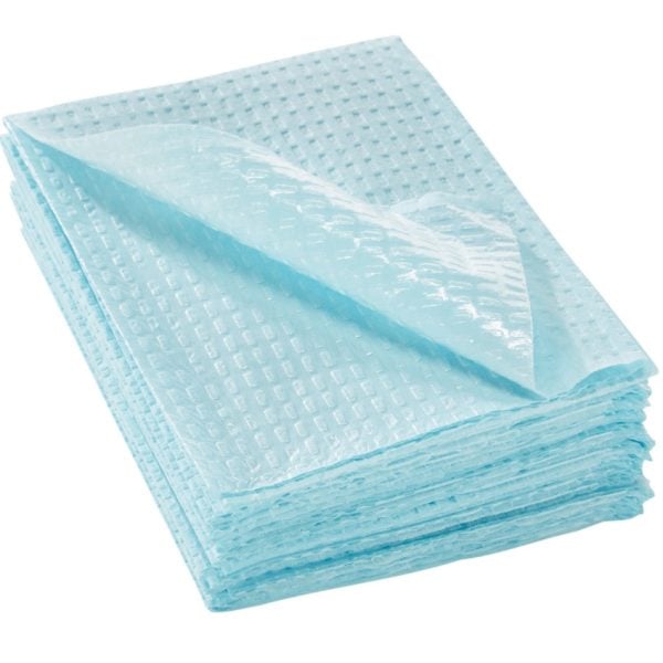 Deluxe 2-Ply Tissue-Poly Procedure Towel, Blue, 13" x 18"