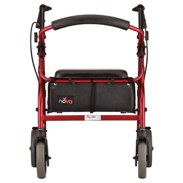 Zoom Rollator Walker with Seat Height, Red, 20" - Image 2