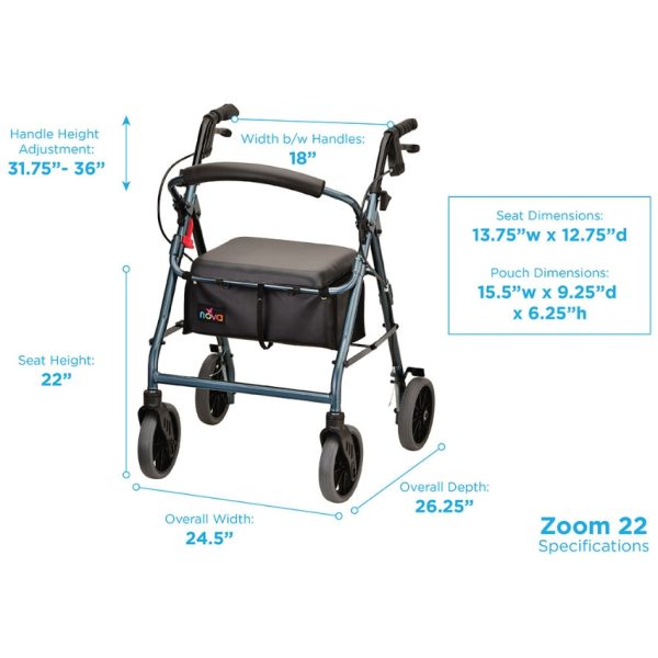 Zoom 22 Rolling Walker - Blue - Image 2