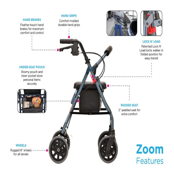 Zoom 22 Rolling Walker - Blue - Image 5