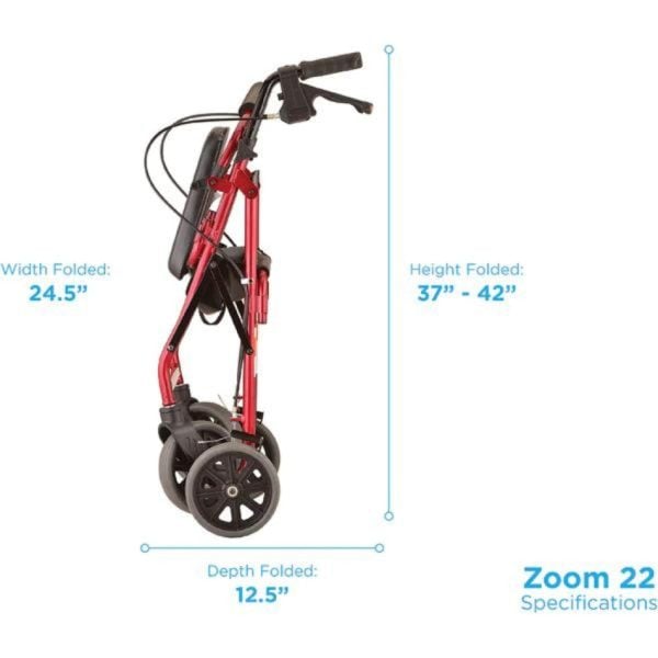 Zoom 22 Rolling Walker Red - Image 2