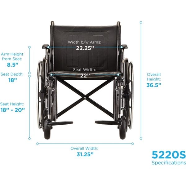 22" Standard Wheelchair Detachable Arms and Swing Away Footrest - Image 4