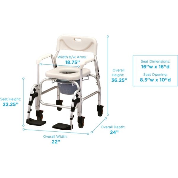 Deluxe Shower Chair and Commode with Footrests - Image 2