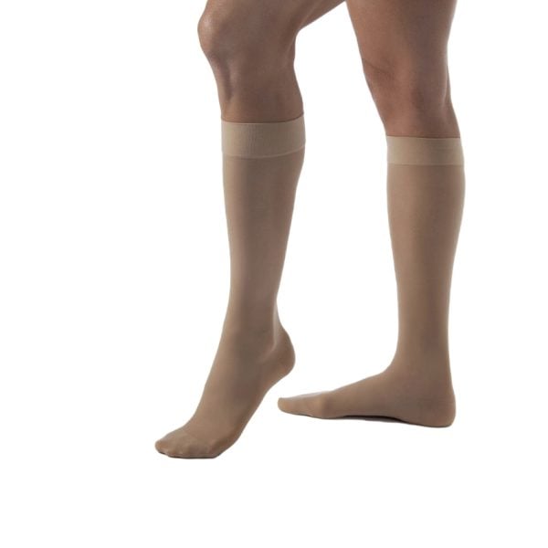 Opaque Knee High Closed Toe Stockings 15-20 mmHg, Natural