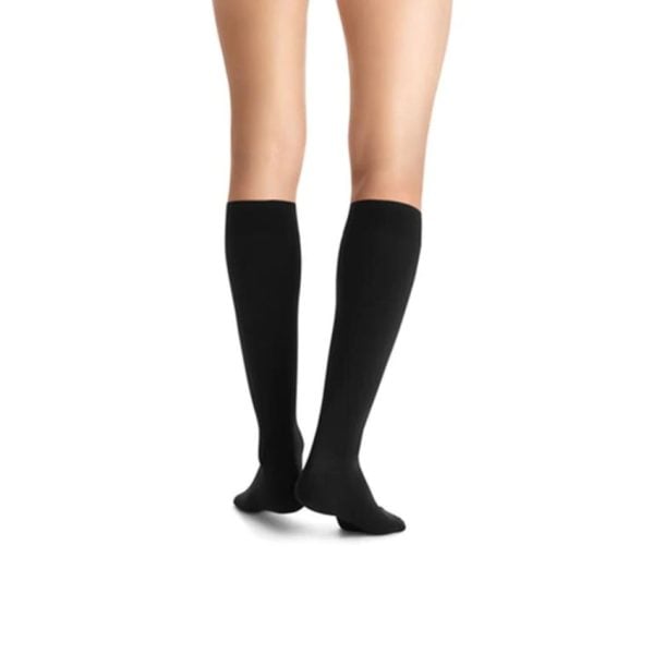 Opaque Knee High Closed Toe Stockings 20-30 mmHG, Classic Black