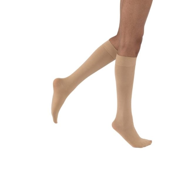 Opaque Knee High Closed Toe Stockings 20-30 mmHG, Natural