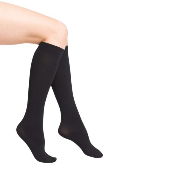 Opaque Knee High Closed Toe Stockings 30-40 mmHg, Classic Black