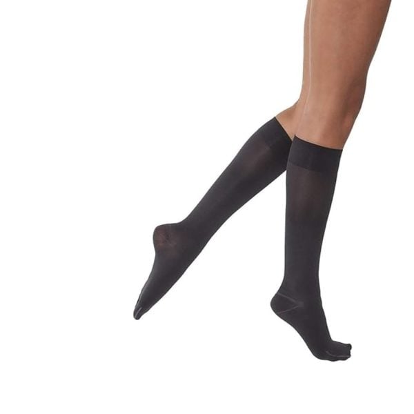 Opaque Knee High Closed Toe Stockings 30-40 mmHg, Classic Black, Full Calf