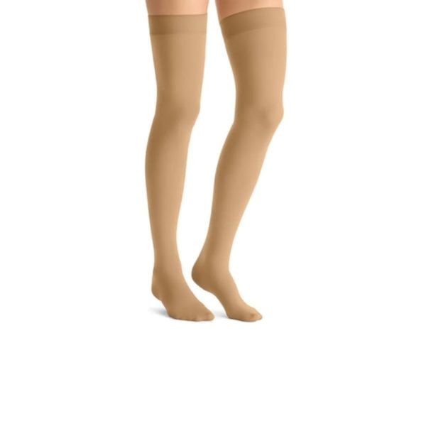 Opaque Thigh High Closed Toe Stockings, 20-30 mmHg, Honey