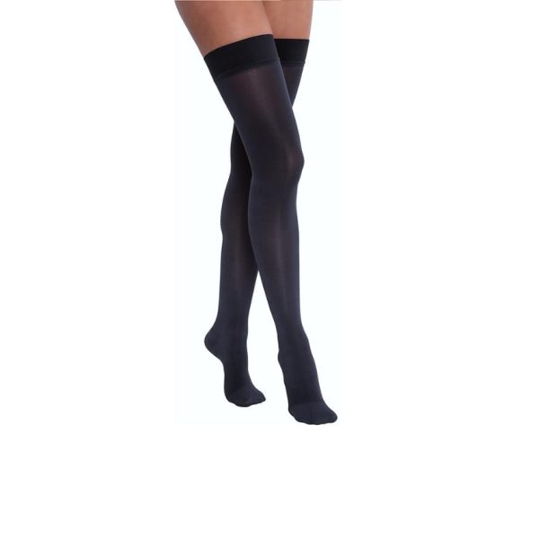 Opaque Thigh High Closed Toe Stockings, 20-30 mmHg, Midnight Navy