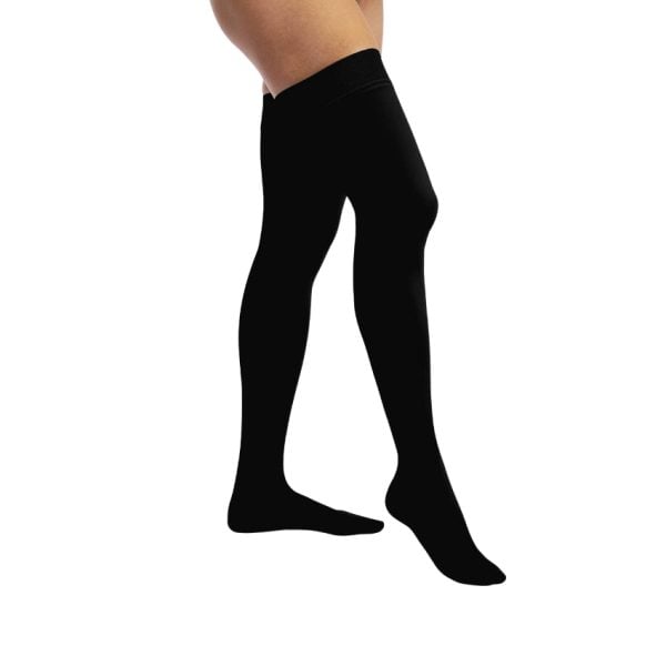 Opaque Thigh High Closed Toe Stockings, 30-40 mmHg, Classic Black