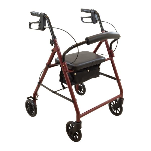 Steel Rollator Burgundy, 6", KD