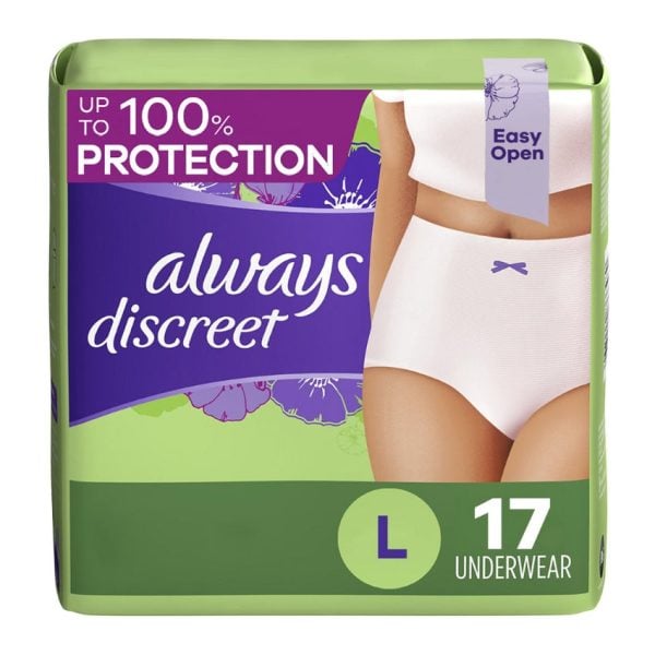 Always Discreet Incontinence Underwear for Women, Large