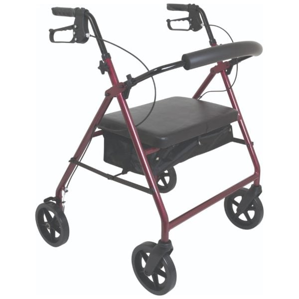 Bariatric Rollator with 8-inch Wheels, Burgundy Finish