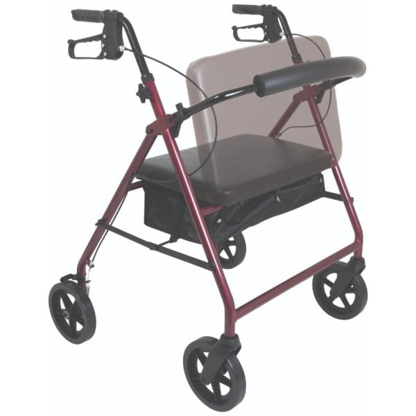 Bariatric Rollator with 8-inch Wheels, Burgundy Finish - Image 3