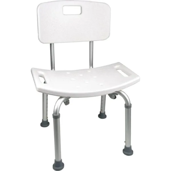 Adjustable Shower Chair with Back, White