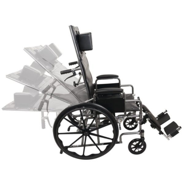 Reclining Wheelchair, 18" x 17" Removable Desk Arms - Image 2