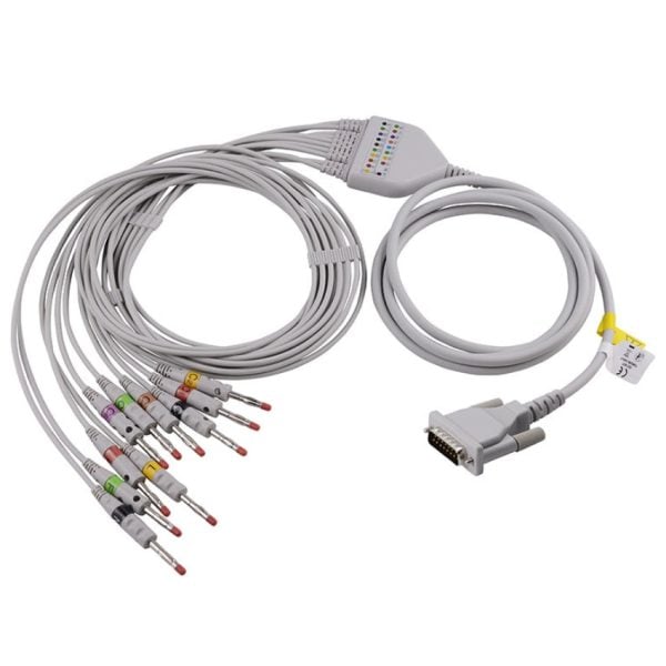 Resting ECG-EKG Patient Cable with Banana Plugs 10-Lead 2 meter