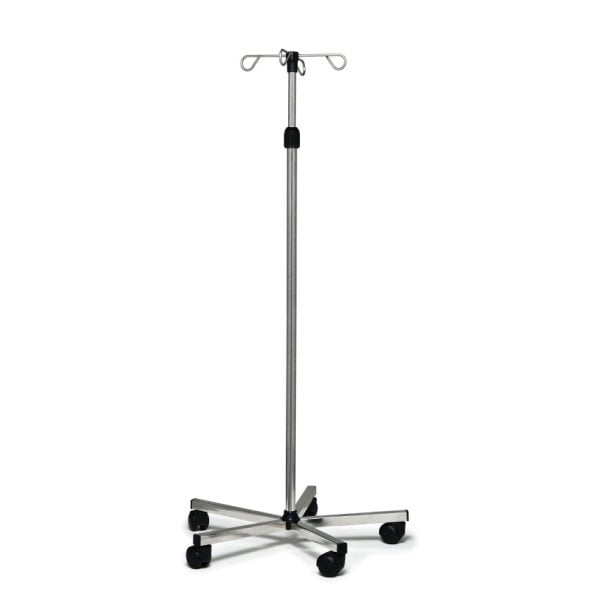 Stainless Steel Deluxe 4 Hook I.V. Stand