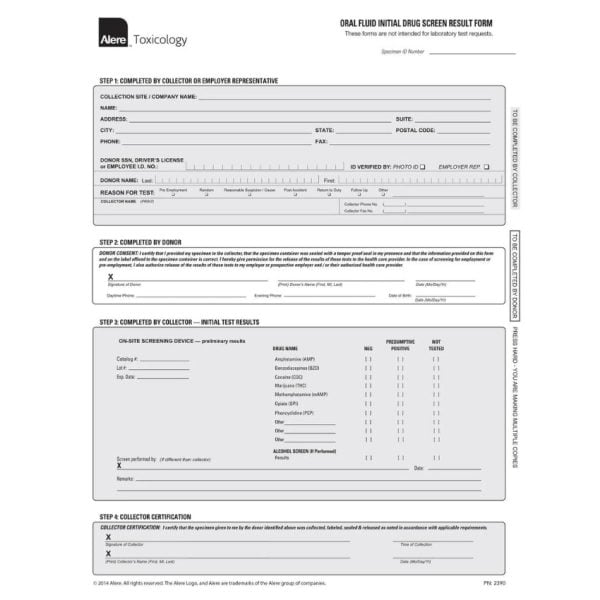 Toxicology Preliminary Results Forms & Photocopy Templates