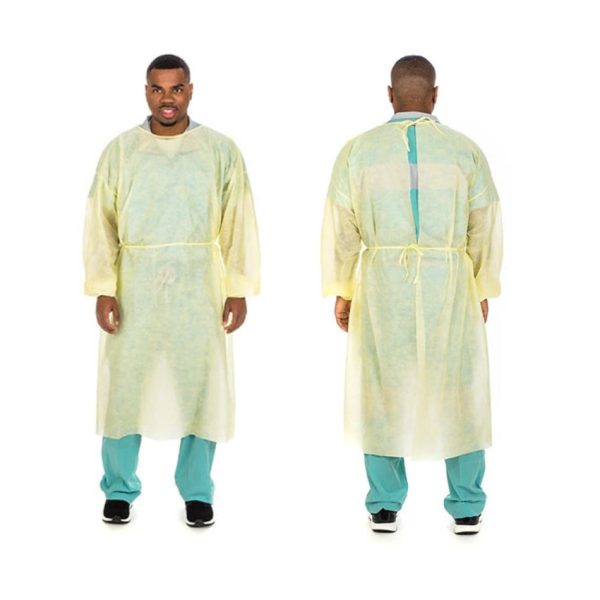 Tri Layer SMS Fabric Isolation Gown - Universal Size - Yellow