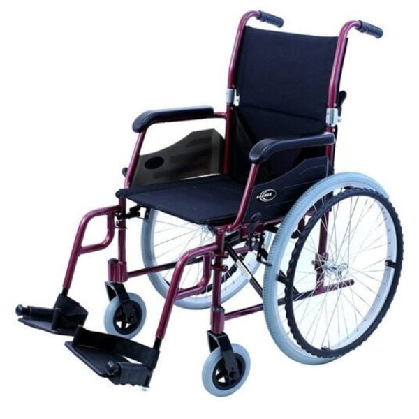 Ultra Lightweight Wheelchair with Swing Away Footrest in Burgundy