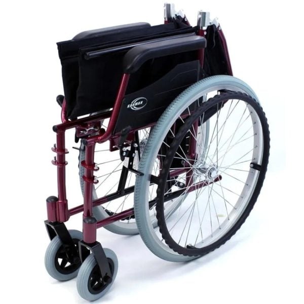 Ultra Lightweight Wheelchair with Swing Away Footrest in Burgundy - Image 2