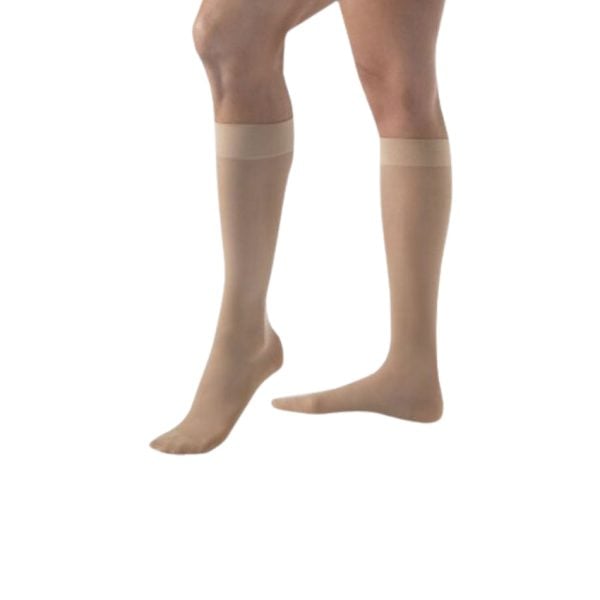 UltraSheer Full Calf Compression Stockings, 30-40 mmHG, Closed Toe, Natural