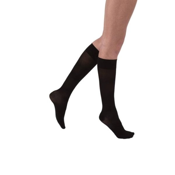 UltraSheer Knee High Compression Stockings, 15-20 mmHG, Closed Toe, Classic Black