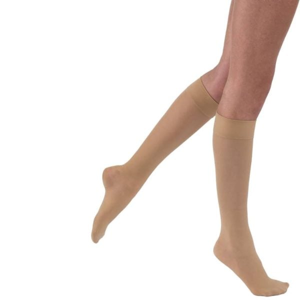 UltraSheer Knee High Compression Stockings, 15-20 mmHG, Closed Toe, Natural