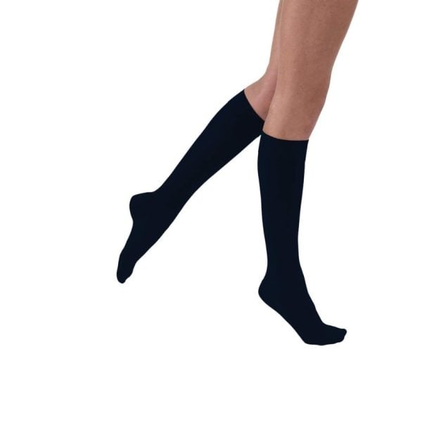 UltraSheer Knee High Compression Stockings, 20-30 mmHG, Closed Toe, Midnight Navy