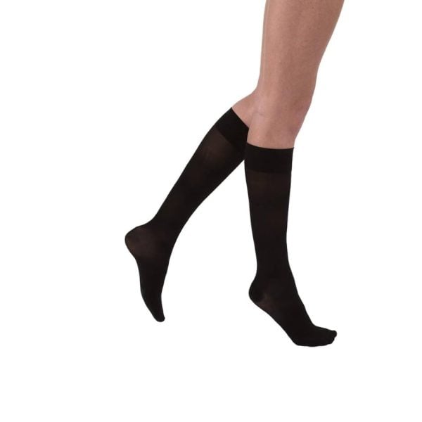 UltraSheer Knee High Compression Stockings, 30-40 mmHG, Closed Toe, Classic Black