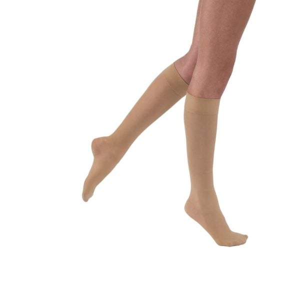 UltraSheer Knee High Compression Stockings, 30-40 mmHG, Closed Toe, Natural