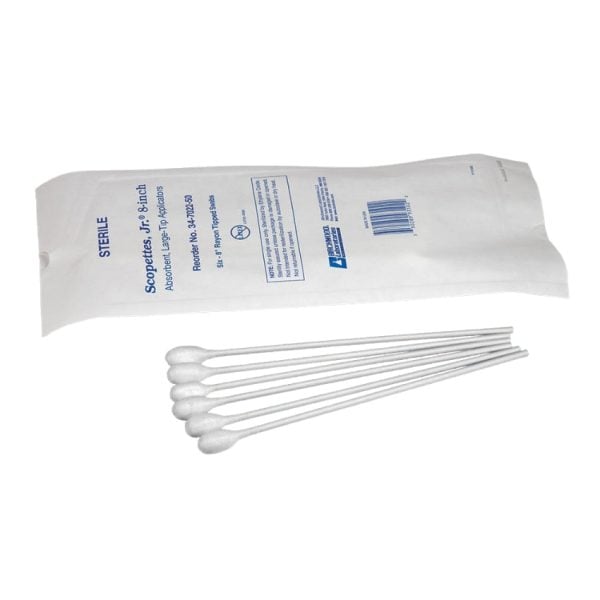 Single Ended Swab, 8", Plastic Handle, Sterile